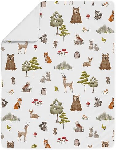 Sweet Jojo Designs Woodland Forest Animals Boy Girl Gender Neutral Toddler Bedding Set Kids 5p Bed in a Bag Comforter Blanket Pillowcase Sham Sheets Animal Friends Green Grey Brown Bear Fox Hedgehog in Saudi Arabia
