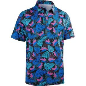 M MOTEEPI Polo Shirts for Men Print Golf Shirts Short Sleeve Botton Down Lightweight Funny Collared Polos Performance
