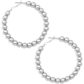 ZENZII 18K Gold Beaded Hoop Earrings Bohemian Circle Round Bead Earrings Chic Dangle Earrings for Women and Girls