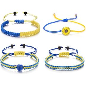 RINHOO الصداقة أوكرانيا سوار أوكرانيا العلم سلسلة عباد الشمس سوار دعم أوكرانيا مجوهرات للنساء الرجال in Kuwait