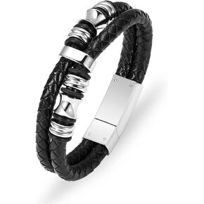 Oinsi Cremation Jewelry Premium Genuine Leather Urn Bracelet for Men For Ashes Stainless Steel Clasp In Keepsake Memorial Urn Bracelet Bangle/Great Gift Idea