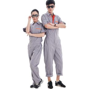 Men's Coverall Dustproof Workwear Mechanic Mechanic Work Jumpsuit Short Sleeve Overalls Suit with Zippered Unisex