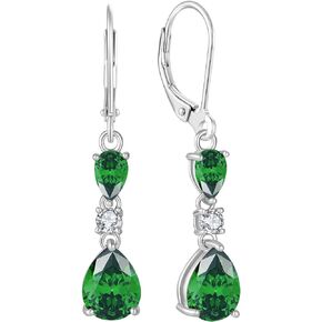 Teardrop Dangle Earrings with 7x9MM Birthstones, 925 Sterling Silver Earrings with Leverback for Women Jewelry Gifts