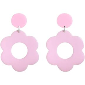 coadipress 60s 70s Flower Earrings for Women Retro Neon Hippie Flower Disco Earrings Colorful Floral Earring Retro Asymmetry Daisy Earrings Statement Earrings