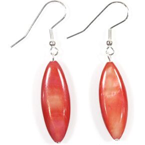 "Canyon Rose Drops", Shimmering Light Red Mother-of-pearl Drop Earrings