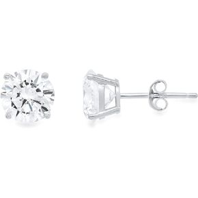Clara Pucci 1.0 ct Brilliant Round Cut Solitaire Genuine VVS1 Flawless Moissanite Gemstone Pair of Stud Earrings Solid 18K White Gold Push Back