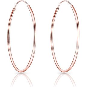 DTPsilver 925 Sterling Silver 18K Rose Gold Plated TINY/SMALL/MEDIUM/LARGE Endless Hoops/Sleepers Earrings - Thickness 1.5 mm - Outer Diameter: 8, 10, 12, 14, 16, 18, 20, 25, 30, 35, 40, 50, 60, 70, 80 mm in Saudi Arabia