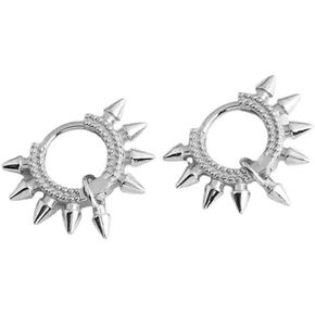 Mini Spike Small Hoop Earrings for Women Teen Girls 2nd Hole Cartilage S925 Sterling Silver Fashion Dainty Punk Tiny Tragus Cuff Huggie Hinged Sleeper Hoops Pierced Jewelry Gifts Birthday 7mm