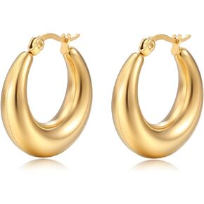 Chunky Gold Hoop Earrings for Women Small Triple Huggie Illusion Stud Earrings Double Huggie Hoop Earrings Hypoallergenic Cubic Zirconia Huggies Mini Hoop Earrings for Teen Girls
