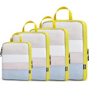 G4Free Compression Packing Cubes for Suitcase, See-through Lightweight 4 Set Travel Packing Cubes, Luggage Packing Organizers Storage Bag Set Travel Essentials (Dark Gray Zipper)