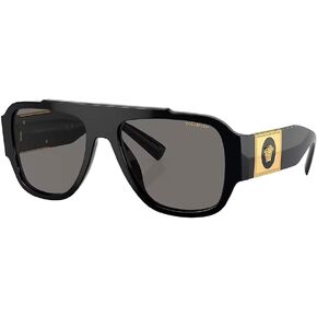 Versace VE 4436U GB1/81 Black Plastic Pillow Sunglasses Grey Polarized Lens