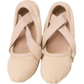 Daydance Girls Women Ballet Shoes Canvas 4 Way Stretch Dance Slippers no Strings