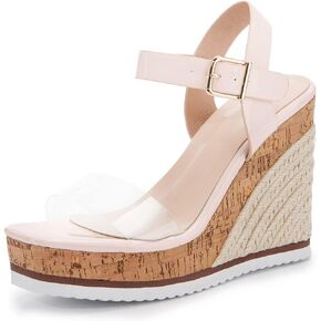 Coutgo Women's Wedge Platform Espadrille Sandals One Strap Open Toe Ankle Buckle Strap Casual Summer Shoes