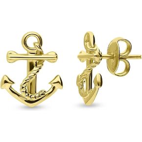 BERRICLE Sterling Silver Anchor Fashion Stud Earrings for Women