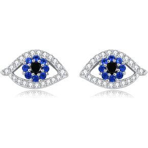 VONALA Evil Eye Stud Earrings for Women 925 Sterling Silver Evil Eyes Earrings for Girls Evil Eye Gifts Birthday