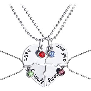 Best Friends Forever and Ever Necklace with Crystal Broken Heart Charm Pendant Set Friendship Necklace