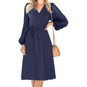 فستان نسائي صيفي قصير بأكمام طويلة موضة 2023 ملفوف بياقة على شكل V وحزام ومطوي فساتين زفاف قصيرة للضيوف in Kuwait