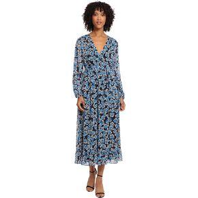 Maggy London Women's Printed Gold Glitter Stripe Dress Event Guest of