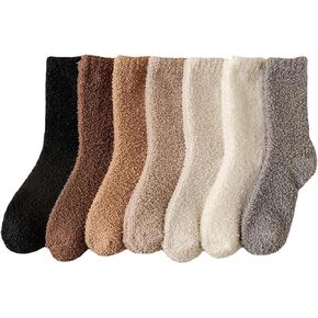 Sumleno Women Fuzzy Socks Warm Cozy Fluffy Socks Aesthetic Thick Fleece Thermal Slipper Socks for Winter Christmas Gifts