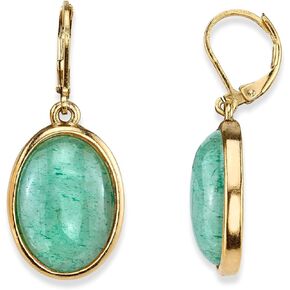 1928 Jewelry Oval Gemstone Drop Earrings