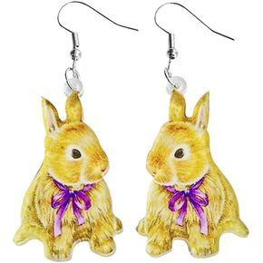 Acrylic Easter Basket Eggs Bunny Rabbit Earrings Drop Dangle Gifts Jewelry for Women Girls Funny Party Decoration