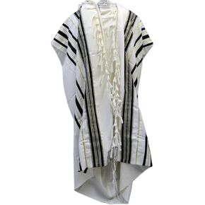 Black & Gold 100% Wool Kosher Tallit Prayer Shawl Made by Mishcan Hathelet