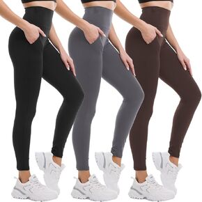 3 Pack Leggings with Pockets for Women, High Waisted Leggings for Women Buttery Soft Workout Yoga Pants