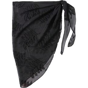 OYOANGLE Women's Embroidered Sheer Mesh Tie Side Swimsuit Cover Ups Summer Bathing Suit Sarong Wrap Skirt