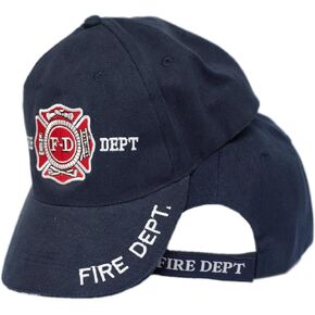 AES Fire Department Dept Red Emblem Navy Blue Plain 3D Embroidered Cap Hat Cap655BU