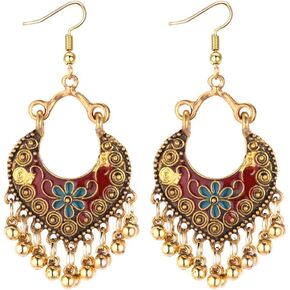 Vintage Boho Statement Drop Dangle Earrings Bohemian Ethnic Handmade Beaded Charms Earring for Women Girls Jewelry Gift