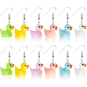 6 Pairs Rubber Duck Earrings for Women Girls Funny Ducky Earrings Resin Dangle Drop Earring Aesthetic Earring Jewelry Gifts in Kuwait