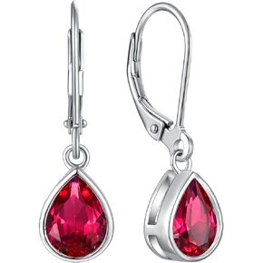 YL Women's Solitaire Dangle Drop Earrings Sterling Silver Teardrop Leverback Earrings Gemstones Jewelry Gifts