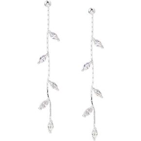 Droplet Dangle Earrings Lightweight Sparkling Bridal Earrings for Women Teen Girls Olive Leaf Threader Earrings Wedding Anniversary Silver Dangle Earrings