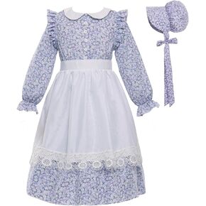 Mikan Tsumiki Colonial Dresses Girls Pioneer Costume Prairie Floral Pilgrim Dress