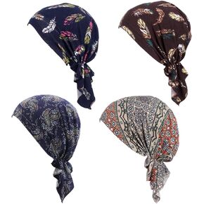 Pre Tied Chemo Head Scarf Slip-On Bandana Headwrap Cap Turban Beanies Headwear Women Head Cover