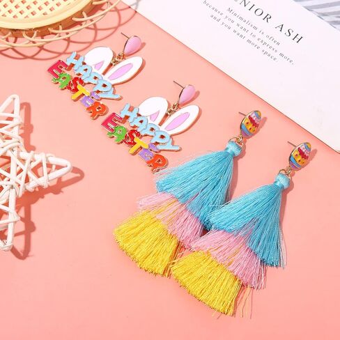 Valentines Day Earrings for Women 6/9 Pairs Valentine Heart Earrings Set Red XO XO LOVE Tassel Long Dangling Earrings Handmade Pink Heishi Beaded Hoop Stud Earrings Glitter Rhinestone Pearl Studs Valentine’s Day Holiday Gift in Saudi Arabia
