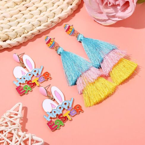 Valentines Day Earrings for Women 6/9 Pairs Valentine Heart Earrings Set Red XO XO LOVE Tassel Long Dangling Earrings Handmade Pink Heishi Beaded Hoop Stud Earrings Glitter Rhinestone Pearl Studs Valentine’s Day Holiday Gift in Saudi Arabia