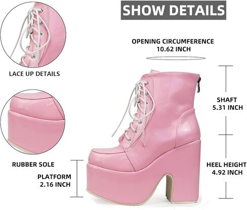 Erocalli منصة القوطي أحذية للنساء حذاء برقبة عالية للركبة كعب مكتنز الأحذية القوطية القتالية مشبك فارس الدانتيل يصل جولة تو in Kuwait