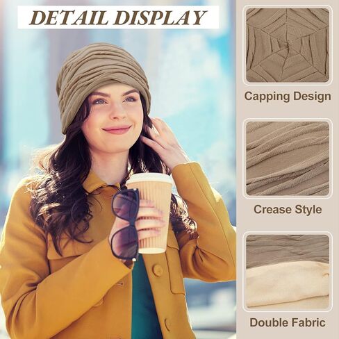 Senker Fashion Women Beanies Hat 2 Pack, Chemo Headwear Cancer Chemo Caps Slouchy Beanie for Women Men in Kuwait