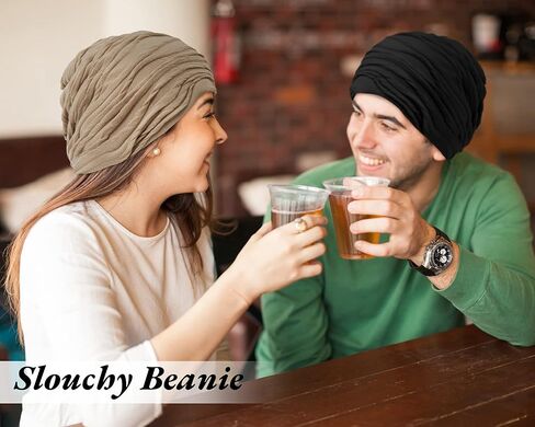 Senker Fashion Women Beanies Hat 2 Pack, Chemo Headwear Cancer Chemo Caps Slouchy Beanie for Women Men in Kuwait