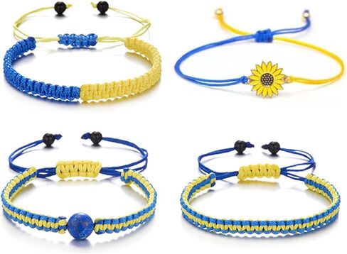 RINHOO الصداقة أوكرانيا سوار أوكرانيا العلم سلسلة عباد الشمس سوار دعم أوكرانيا مجوهرات للنساء الرجال in Kuwait