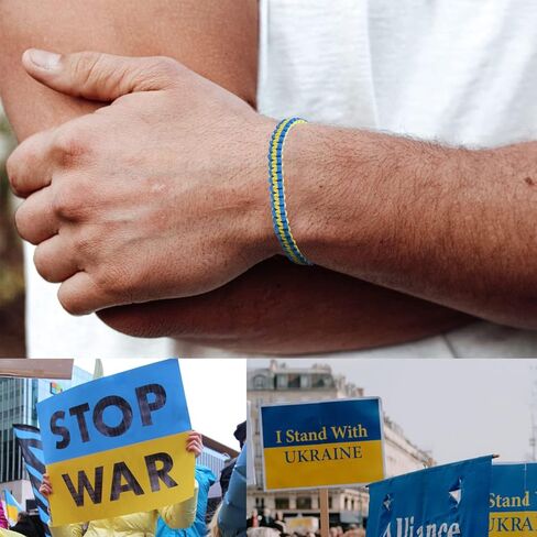 RINHOO الصداقة أوكرانيا سوار أوكرانيا العلم سلسلة عباد الشمس سوار دعم أوكرانيا مجوهرات للنساء الرجال in Kuwait