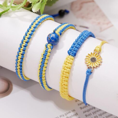 RINHOO الصداقة أوكرانيا سوار أوكرانيا العلم سلسلة عباد الشمس سوار دعم أوكرانيا مجوهرات للنساء الرجال in Kuwait