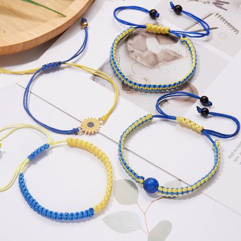 RINHOO الصداقة أوكرانيا سوار أوكرانيا العلم سلسلة عباد الشمس سوار دعم أوكرانيا مجوهرات للنساء الرجال in Kuwait