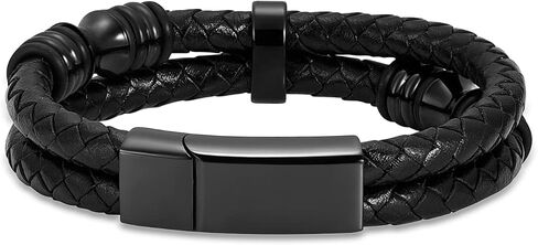 Oinsi Cremation Jewelry سوار جرة من الجلد الطبيعي الفاخر للرجال من أجل رماد مشبك من الفولاذ المقاوم للصدأ في تذكار سوار جرة تذكاري / فكرة هدية رائعة in Saudi Arabia
