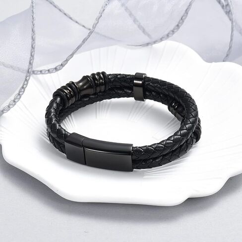 Oinsi Cremation Jewelry سوار جرة من الجلد الطبيعي الفاخر للرجال من أجل رماد مشبك من الفولاذ المقاوم للصدأ في تذكار سوار جرة تذكاري / فكرة هدية رائعة in Saudi Arabia