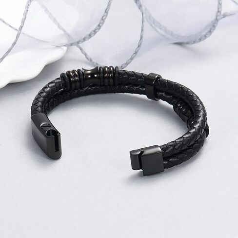 Oinsi Cremation Jewelry سوار جرة من الجلد الطبيعي الفاخر للرجال من أجل رماد مشبك من الفولاذ المقاوم للصدأ في تذكار سوار جرة تذكاري / فكرة هدية رائعة in Saudi Arabia