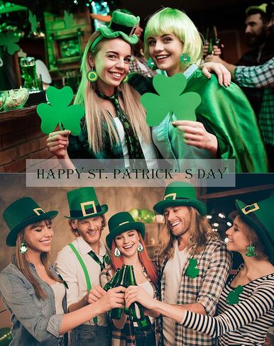 honsny 24 زوجًا من أقراط عيد الفصح لعيد القديس باتريك للنساء من الجلد الصناعي على شكل دمعة متدلية مجموعة من الأقراط البرسيم الخضراء وقبعة بيضة عيد الفصح المتدلية مجوهرات للنساء أقراط متدلية in Kuwait