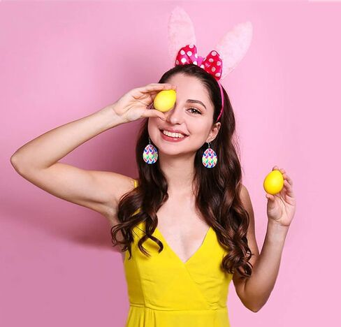 honsny 24 زوجًا من أقراط عيد الفصح لعيد القديس باتريك للنساء من الجلد الصناعي على شكل دمعة متدلية مجموعة من الأقراط البرسيم الخضراء وقبعة بيضة عيد الفصح المتدلية مجوهرات للنساء أقراط متدلية in Kuwait