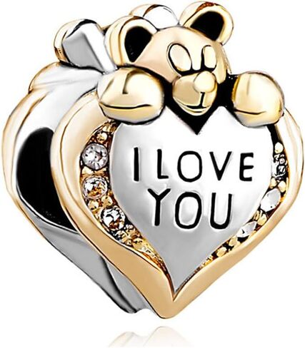 كرييشن توب دلايات باندورا مطلية بالفضة لأي سوار اوروبي بعبارة I Love You Heart Care Bear, ذهبي, ان ايه in Kuwait